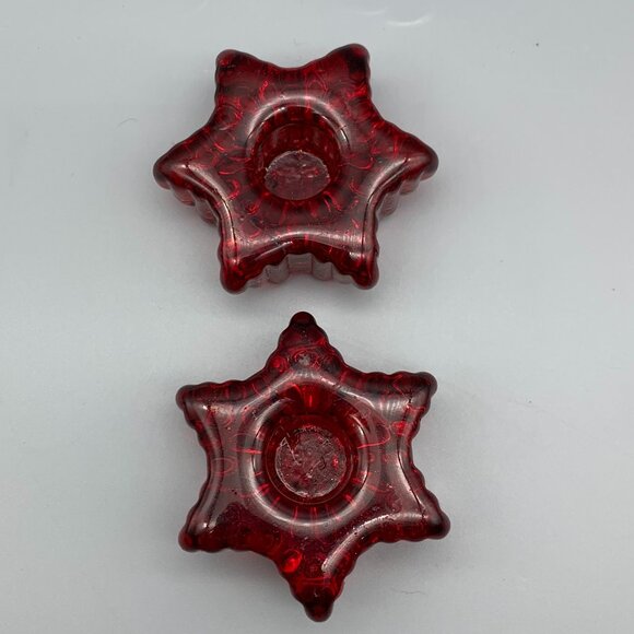 Colonial Candle Other - Colonial Candle set of 2 Red Glass Star Shaped Taper Holders